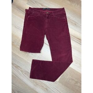 Theyskens Theory Burgundy Corduroy Straight Leg Pants Womens 28 Wine Red